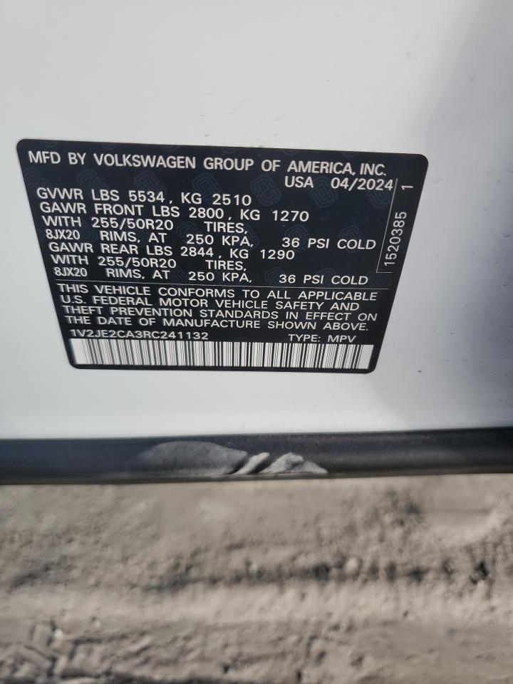 2024 Volkswagen Atlas Cross Sport Se VIN: 1V2JE2CA3RC241132 Lot: 93376685