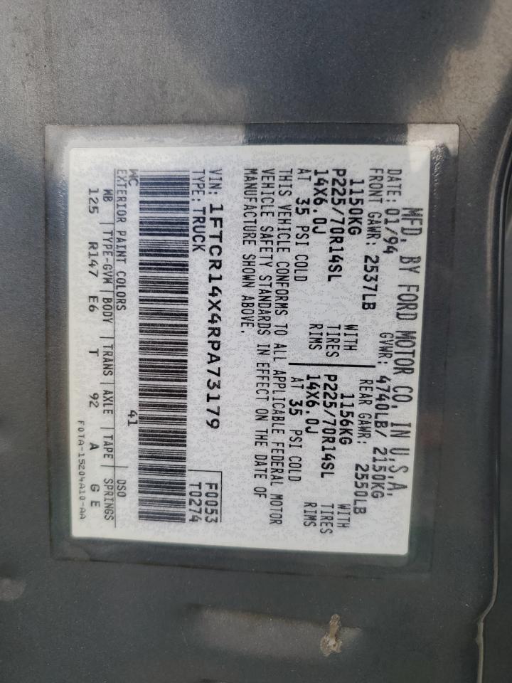 1994 Ford Ranger Super Cab VIN: 1FTCR14X4RPA73179 Lot: 91242805