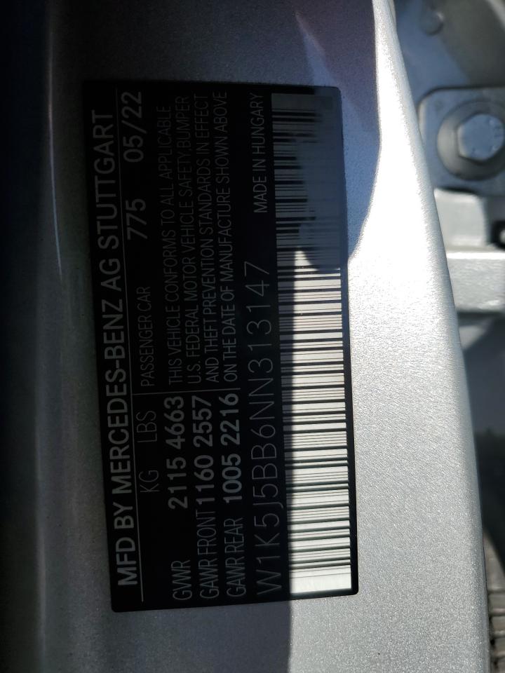 2022 Mercedes-Benz Cla Amg 35 4Matic VIN: W1K5J5BB6NN313147 Lot: 91448455