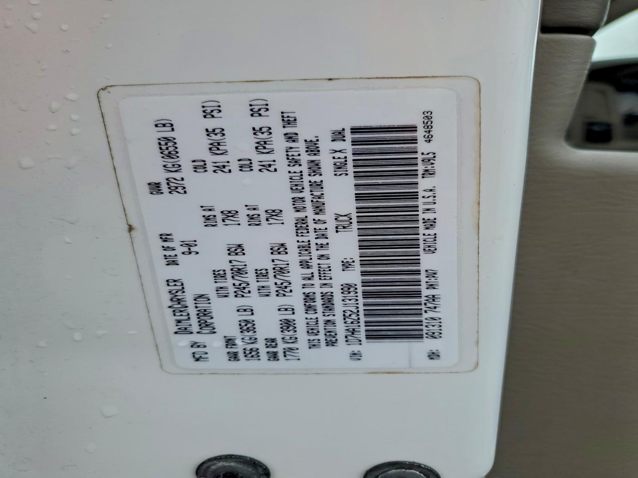 2002 Dodge Ram 1500 VIN: 1D7HA16Z52J131990 Lot: 92894275