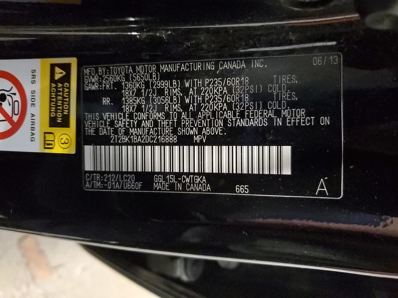 2013 Lexus Rx 350 Base VIN: 2T2BK1BA2DC216888 Lot: 91373835