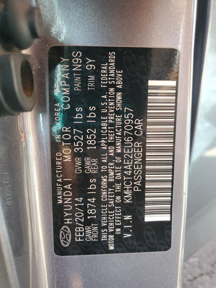 2014 Hyundai Accent Gls VIN: KMHCT4AE2EU670957 Lot: 92737425