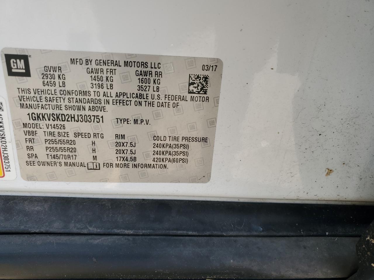 2017 GMC Acadia Limited Slt-2 VIN: 1GKKVSKD2HJ303751 Lot: 91856355