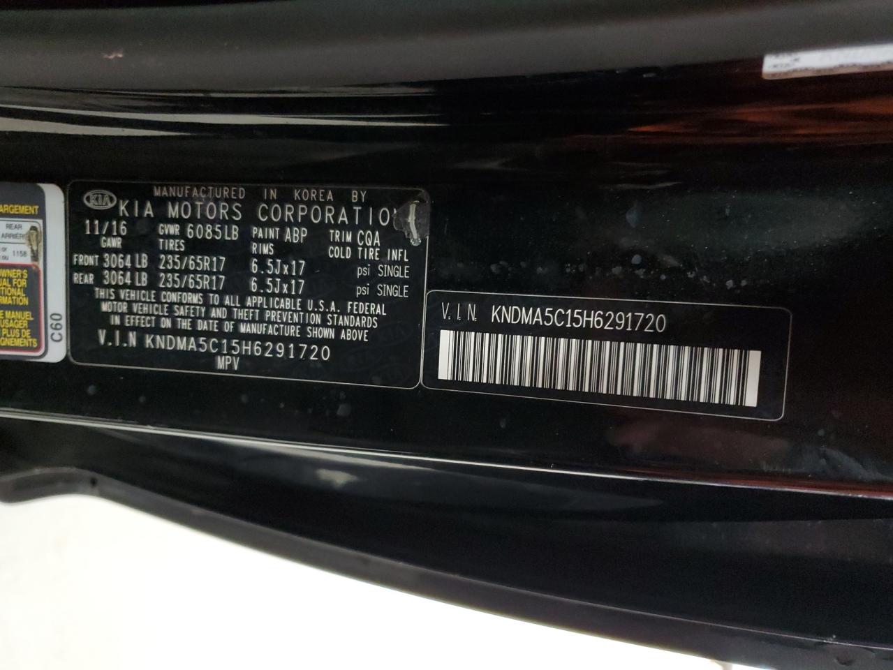 2017 Kia Sedona L VIN: KNDMA5C15H6291720 Lot: 91606705