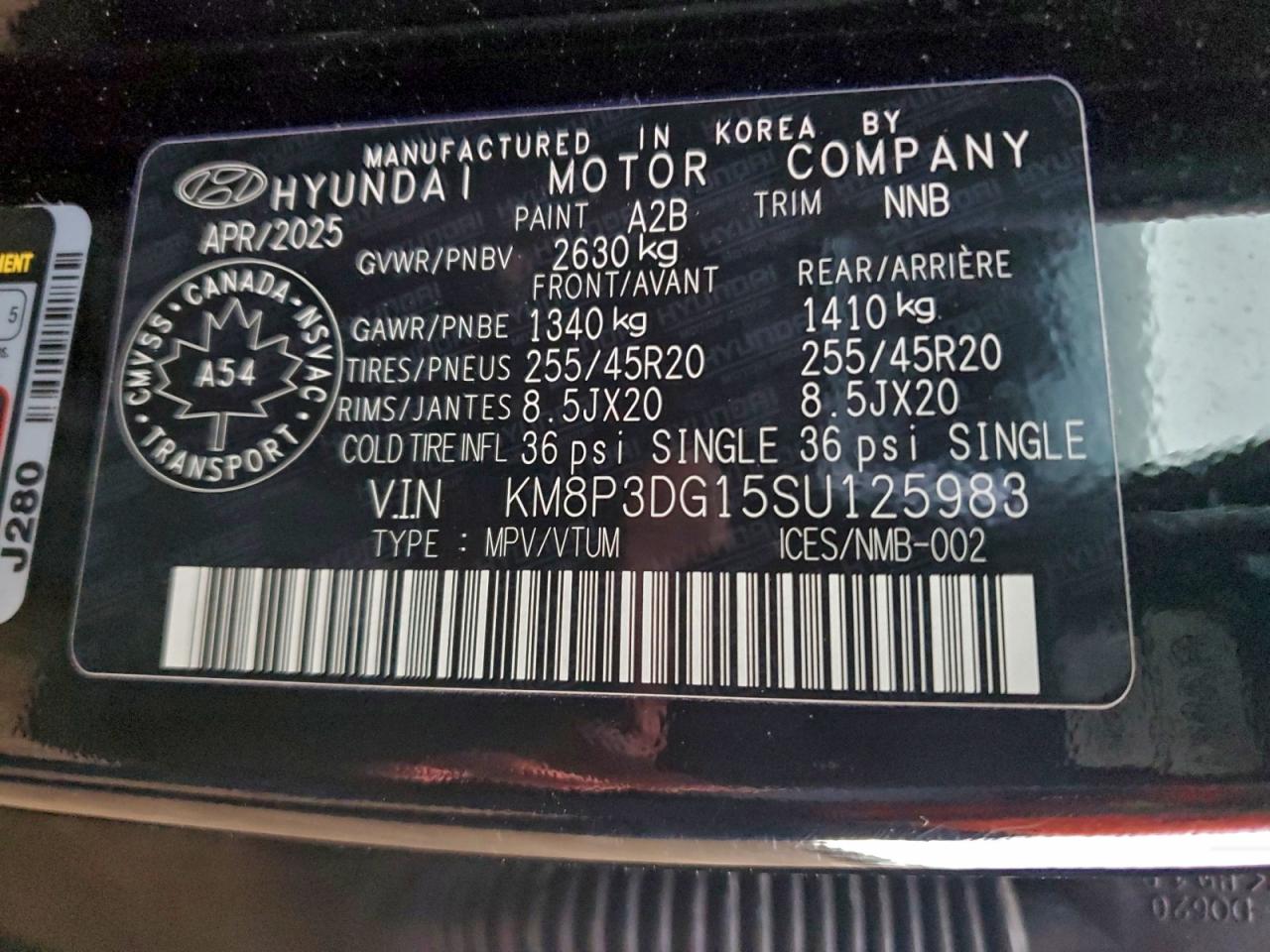 2025 Hyundai Santa Fe Preferred VIN: KM8P3DG15SU125983 Lot: 93658075