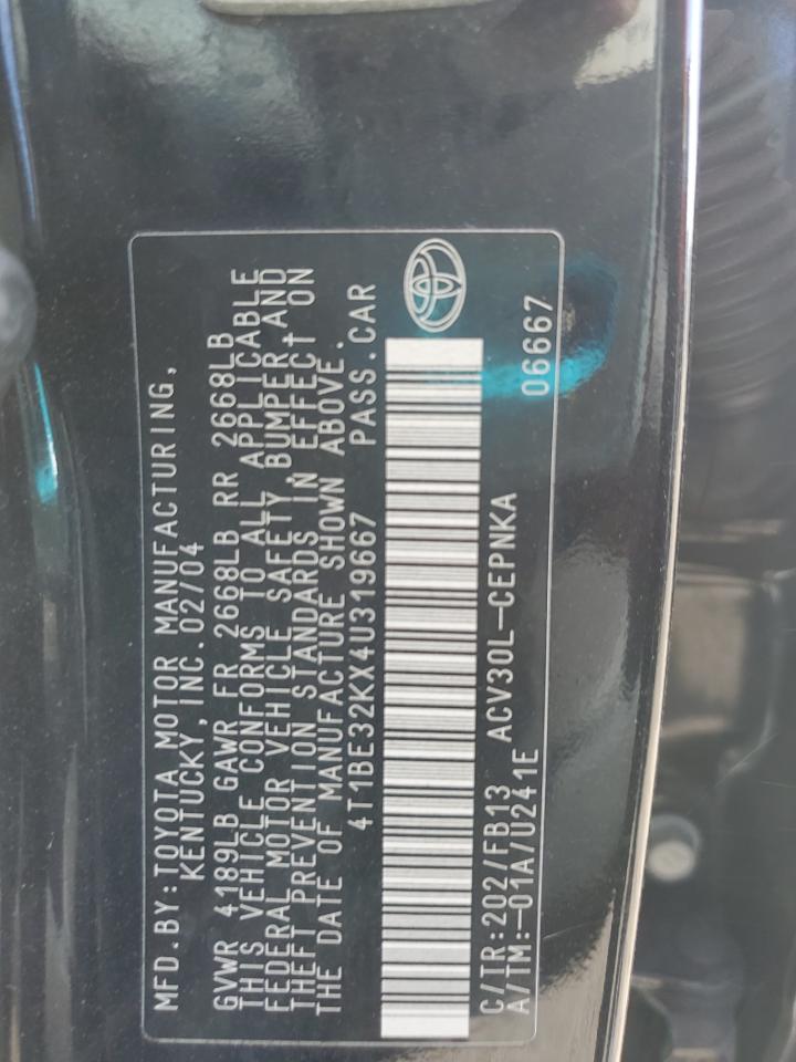 2004 Toyota Camry Le VIN: 4T1BE32KX4U319667 Lot: 91806925