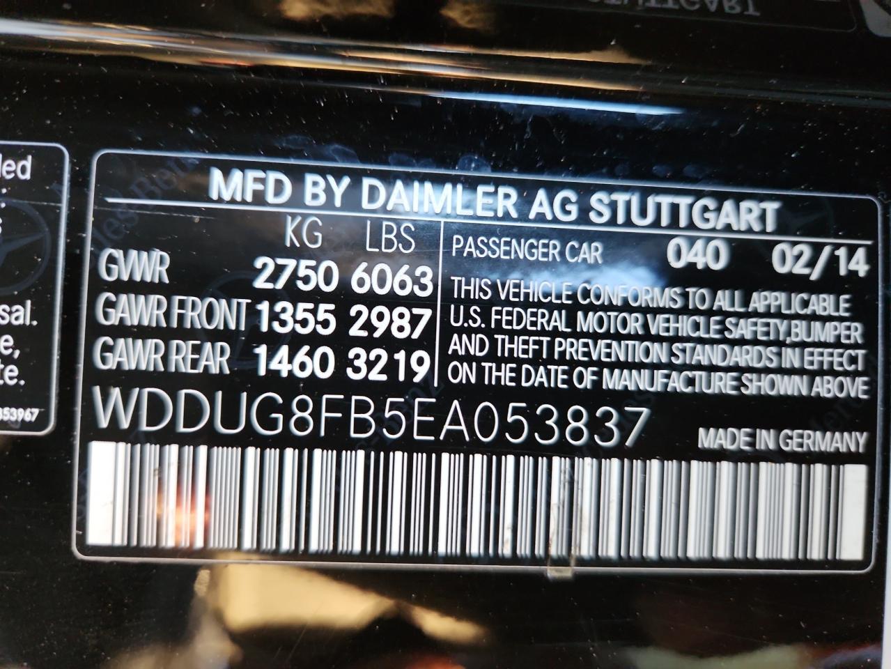 2014 Mercedes-Benz S 550 4Matic VIN: WDDUG8FB5EA053837 Lot: 93664335