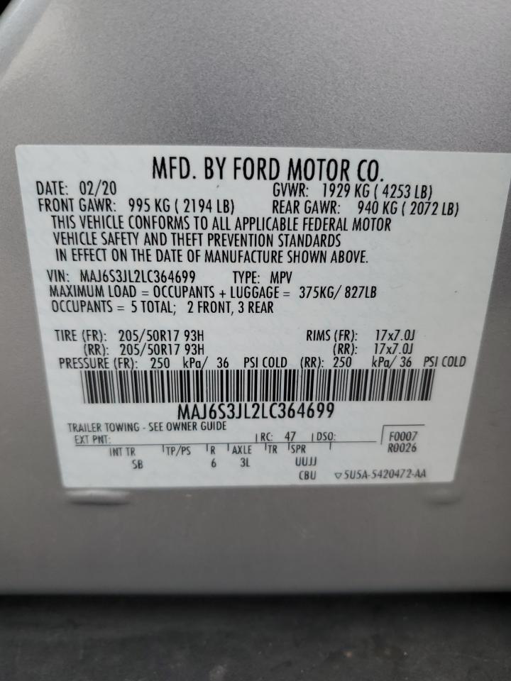 2020 Ford Ecosport Ses VIN: MAJ6S3JL2LC364699 Lot: 93434815