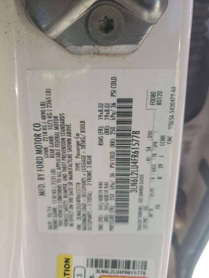 2015 Lincoln Mkz Hybrid VIN: 3LN6L2LU4FR615778 Lot: 91709375