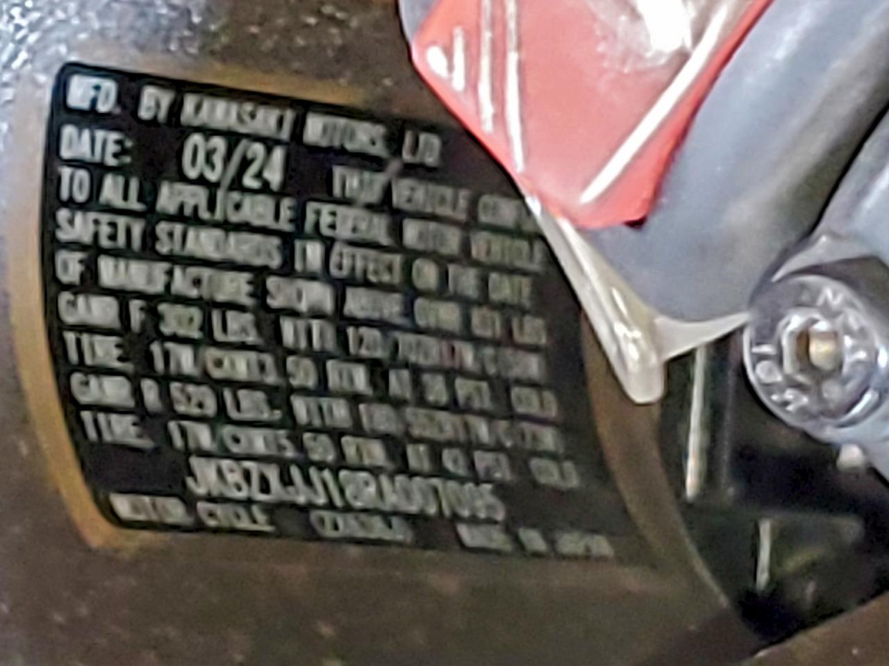 2024 Kawasaki Zx636 K VIN: JKBZXJJ18RA007095 Lot: 94074985