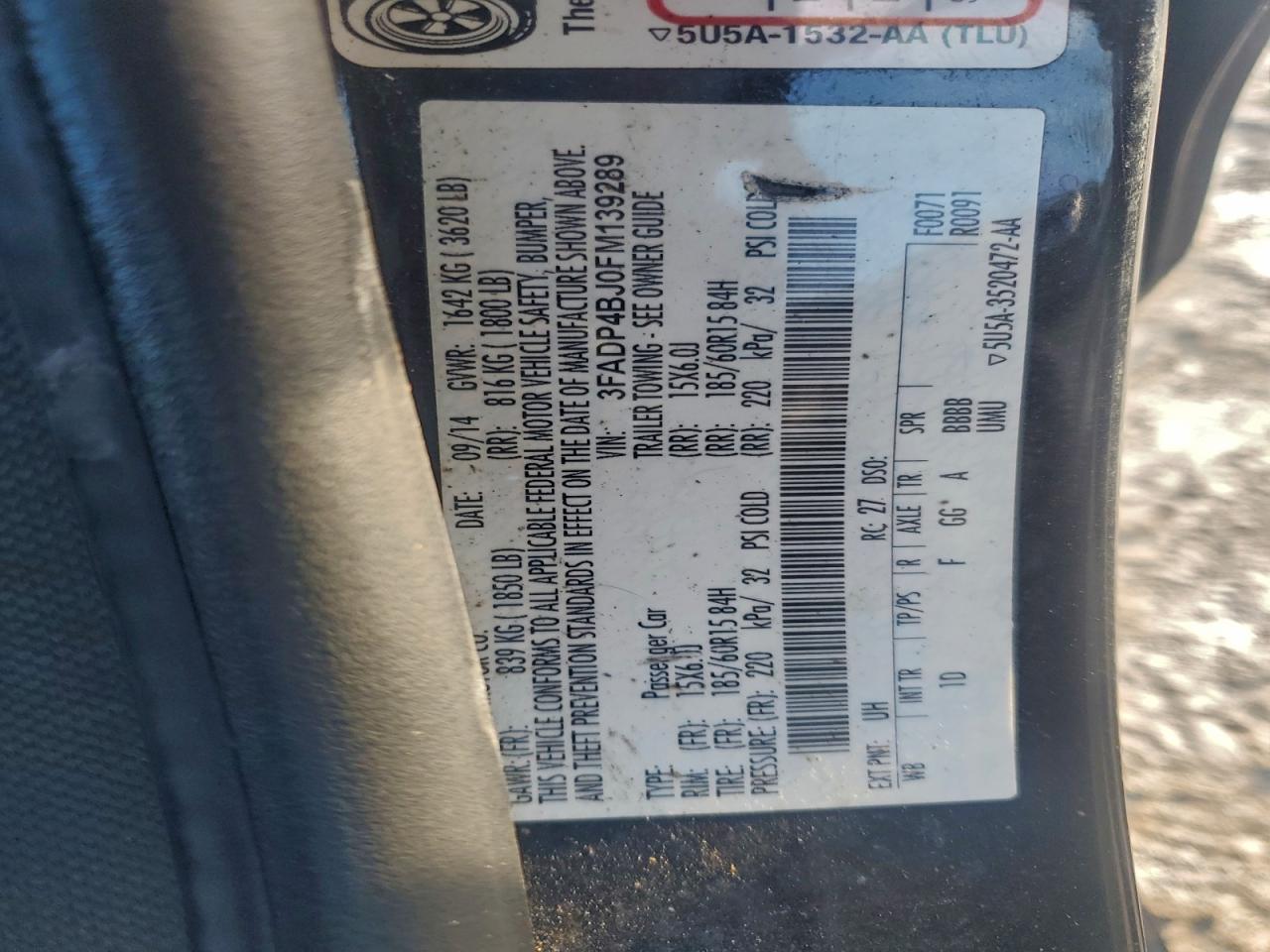 2015 Ford Fiesta Se VIN: 3FADP4BJ0FM139289 Lot: 93290135