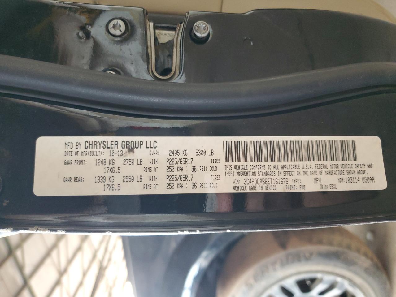 2014 Dodge Journey Se VIN: 3C4PDCAB6ET161676 Lot: 93088765