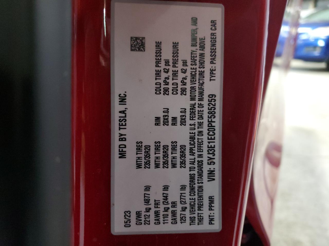 2023 Tesla Model 3 VIN: 5YJ3E1EC0PF585259 Lot: 92139505