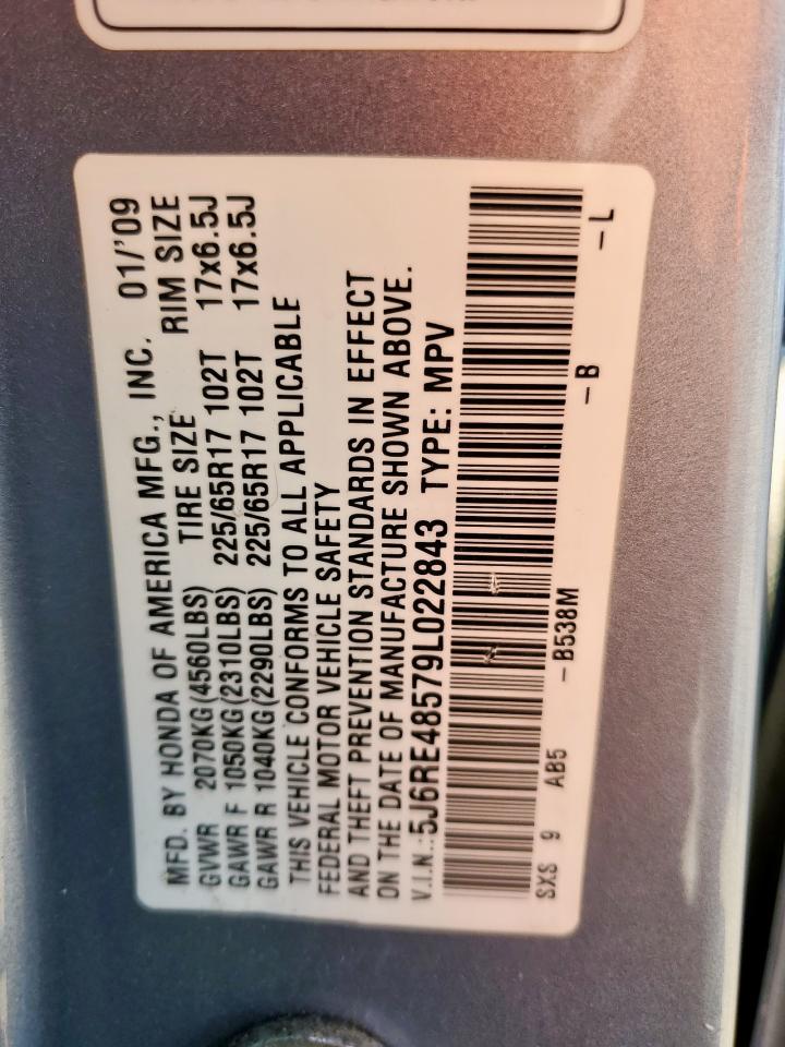 2009 Honda Cr-V Ex VIN: 5J6RE48579L022843 Lot: 92484785