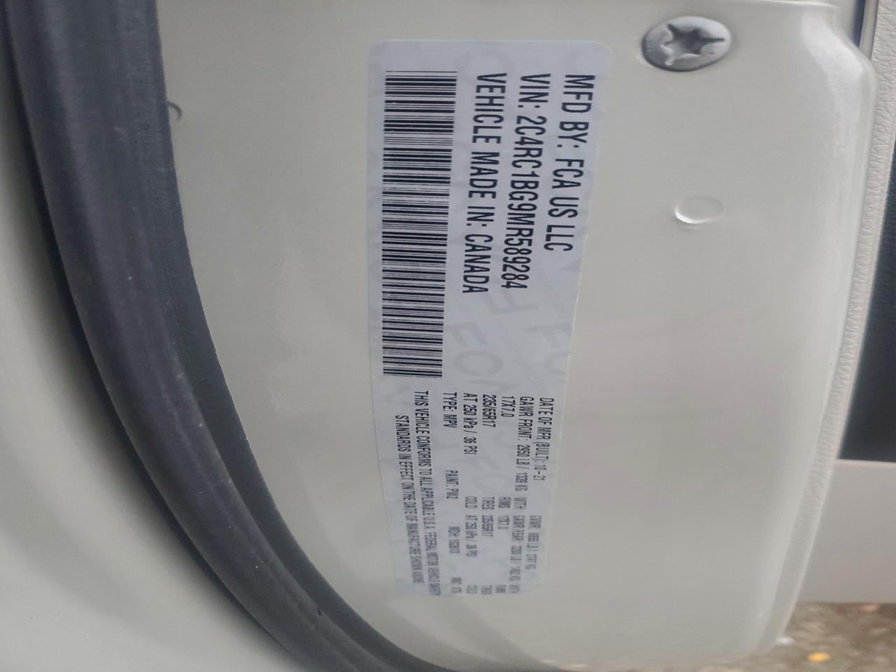 2021 Chrysler Pacifica Touring L VIN: 2C4RC1BG9MR589284 Lot: 93686325