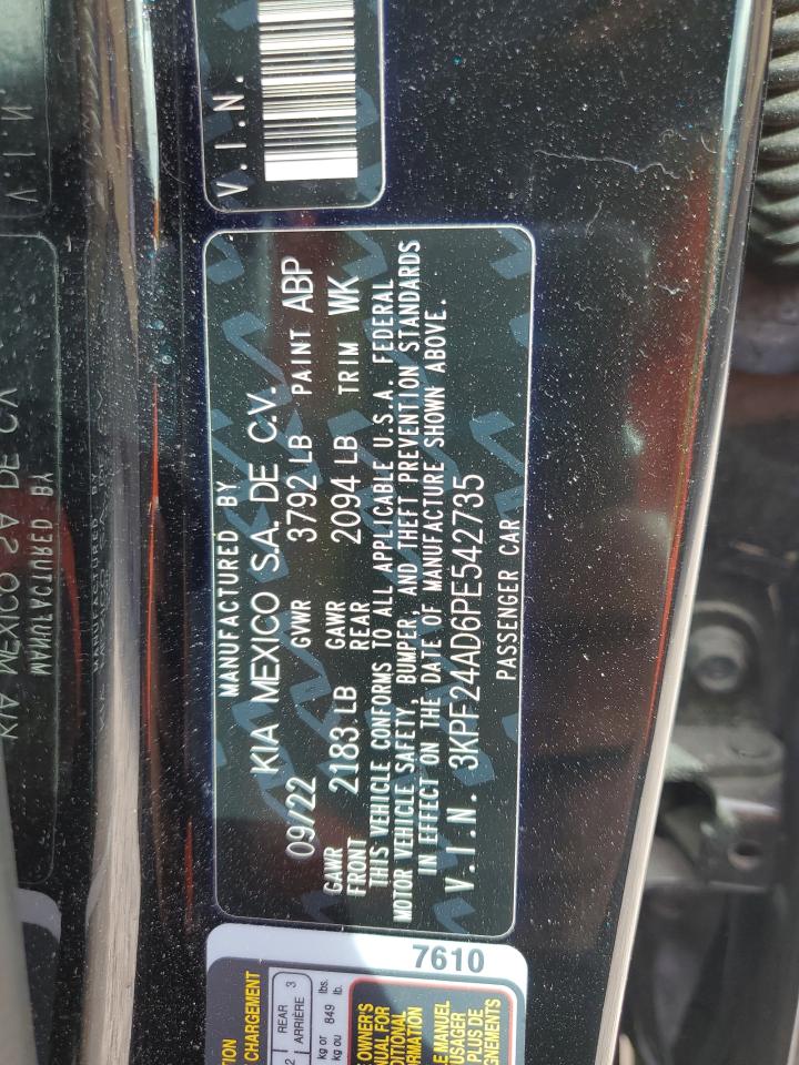 2023 Kia Forte Lx VIN: 3KPF24AD6PE542735 Lot: 91729035