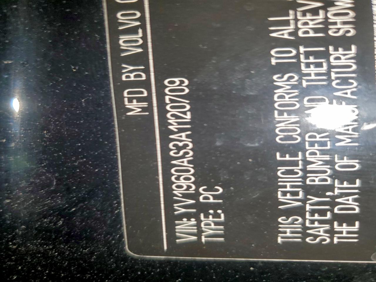 2010 Volvo S80 3.2 VIN: 120709 Lot: 94601095