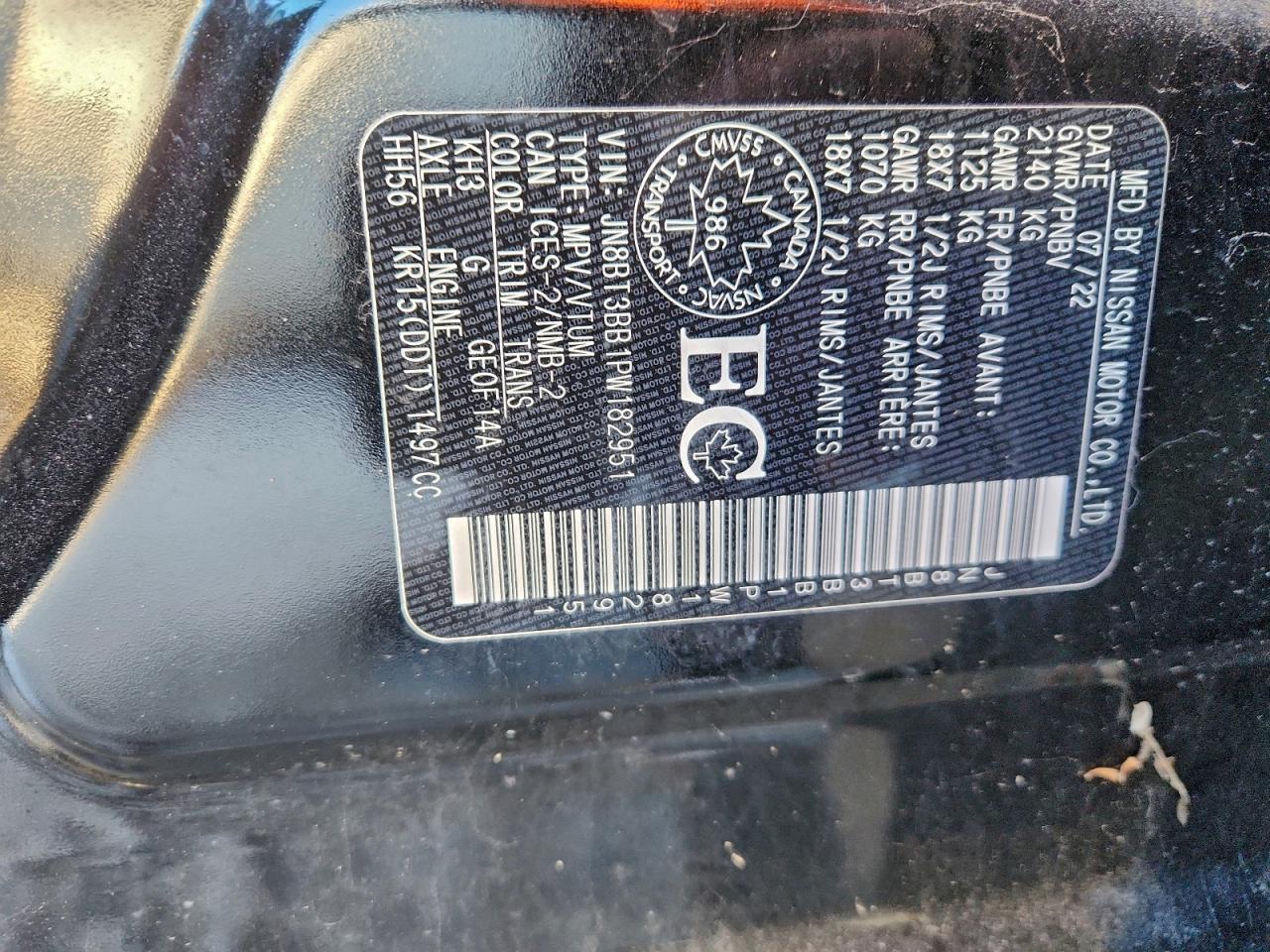 2023 Nissan Rogue Sv VIN: JN8BT3BB1PW182951 Lot: 93032285