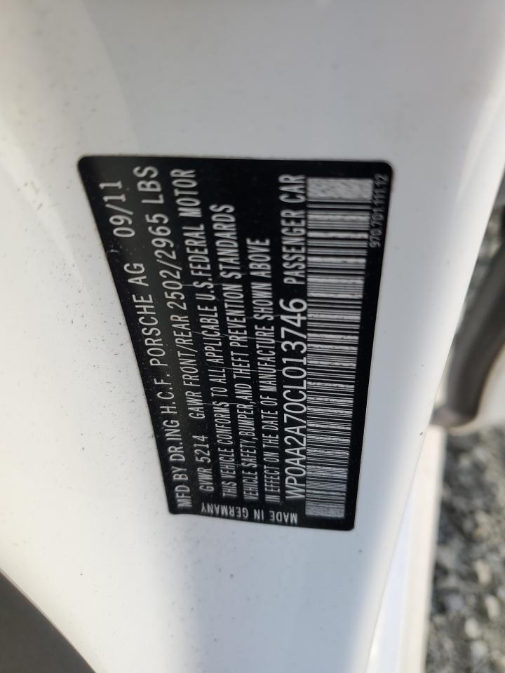 2012 Porsche Panamera 2 VIN: WP0AA2A70CL013746 Lot: 92733005