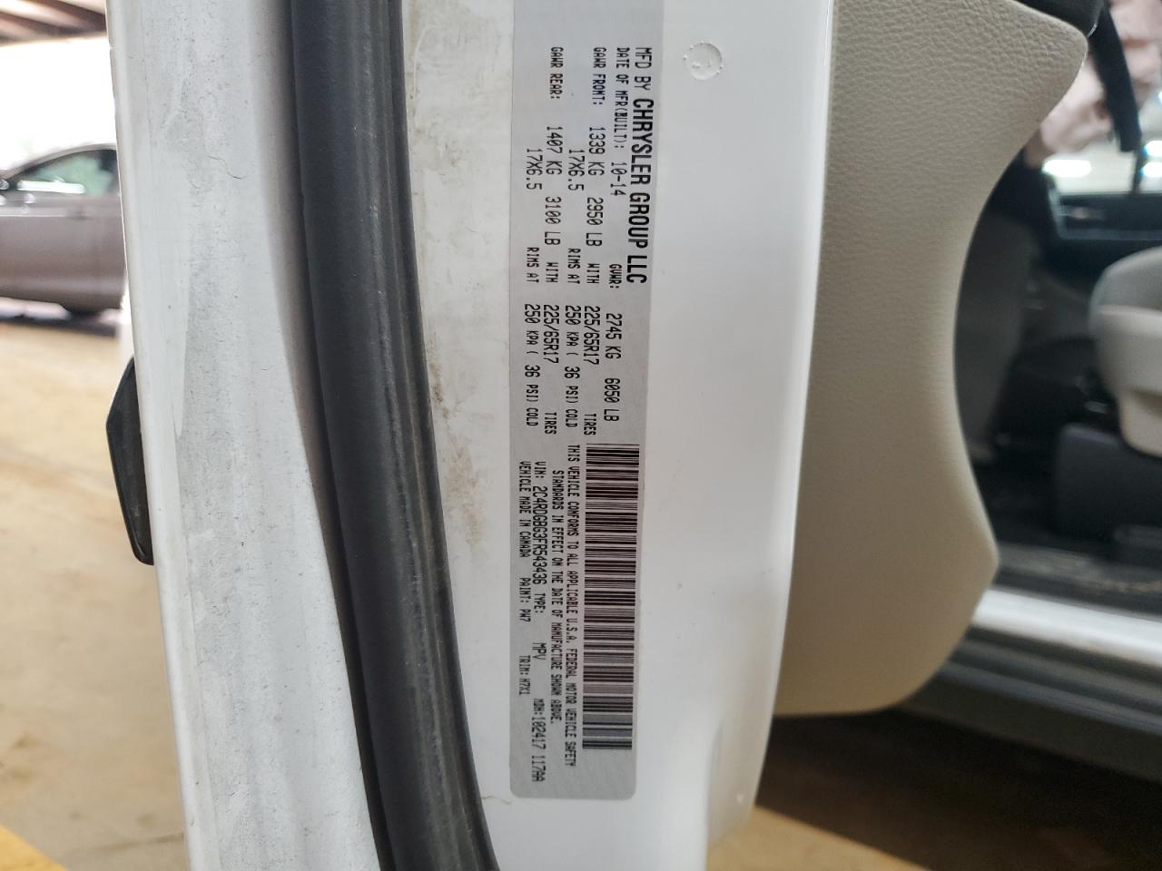 2015 Dodge Grand Caravan Se VIN: 2C4RDGBG3FR543436 Lot: 91356515