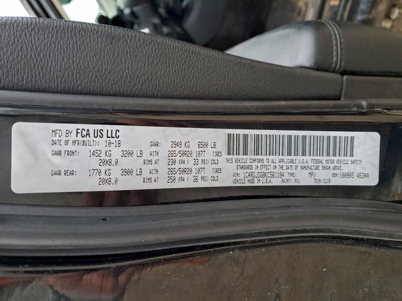 2019 Dodge Durango Gt VIN: 1C4RDJDG8KC561184 Lot: 94236365