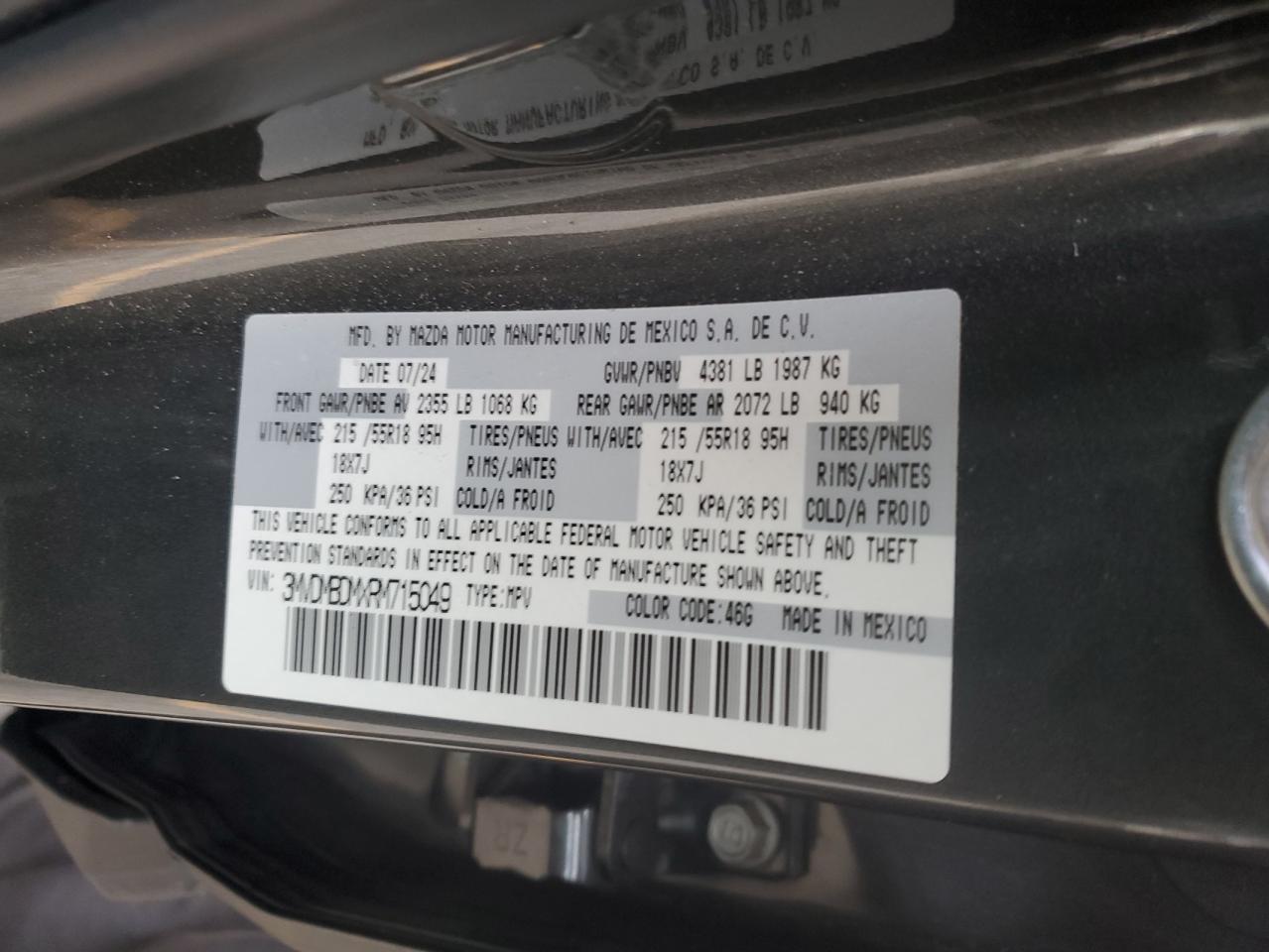 2024 Mazda Cx-30 Premium VIN: 3MVDMBDMXRM715049 Lot: 93130865