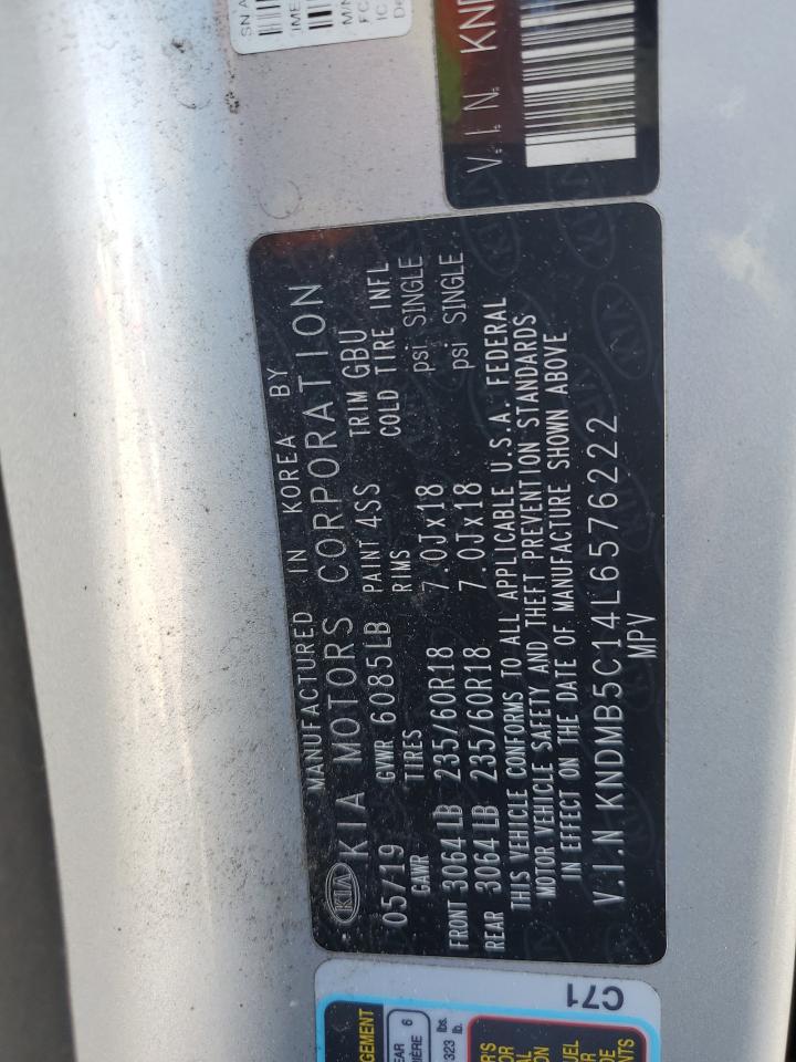 2020 Kia Sedona Lx VIN: KNDMB5C14L6576222 Lot: 91278625