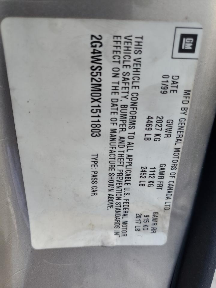 1999 Buic Regal VIN: 2G4WS52M0X1511803 Lot: 93398975