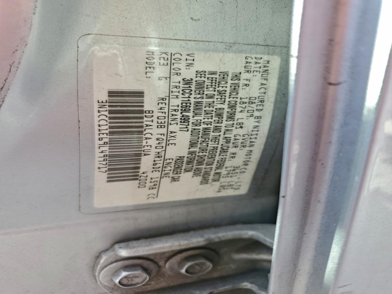 2009 Nissan Versa S VIN: 3N1CC11E69L499717 Lot: 94538435