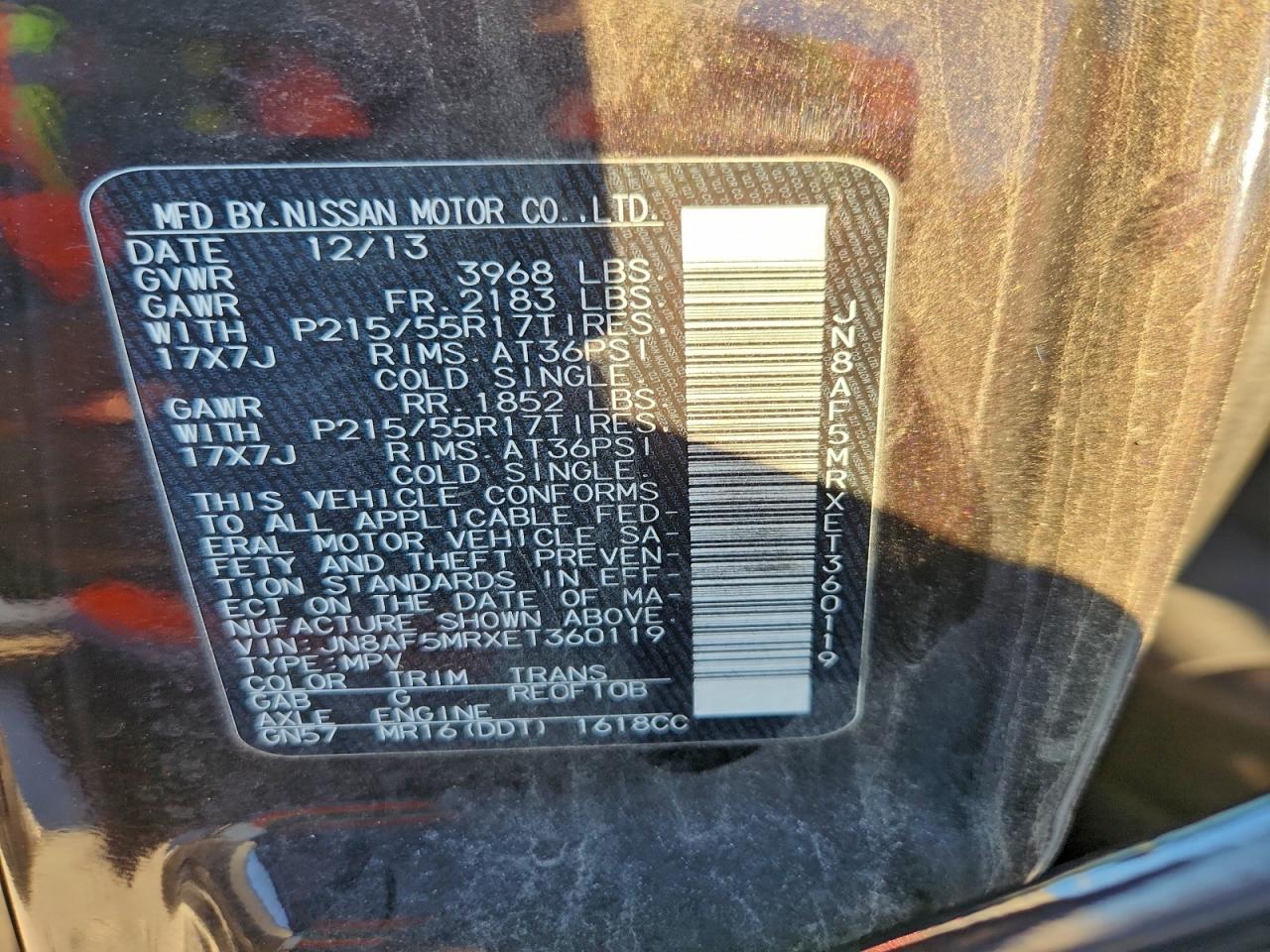 2014 Nissan Juke S VIN: JN8AF5MRXET360119 Lot: 94518905