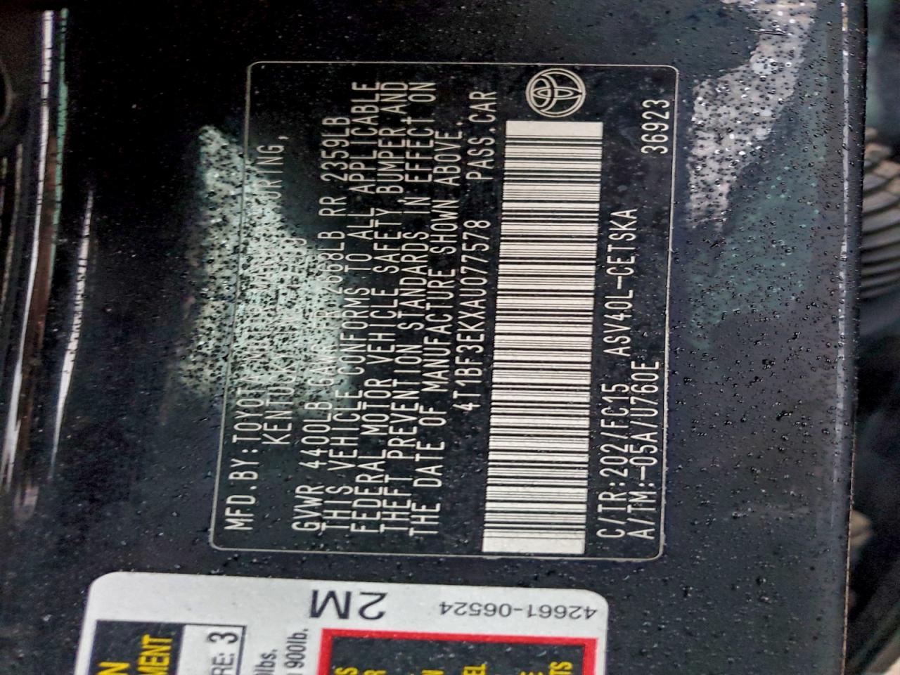 2010 Toyota Camry Base VIN: 4T1BF3EKXAU077578 Lot: 93736795