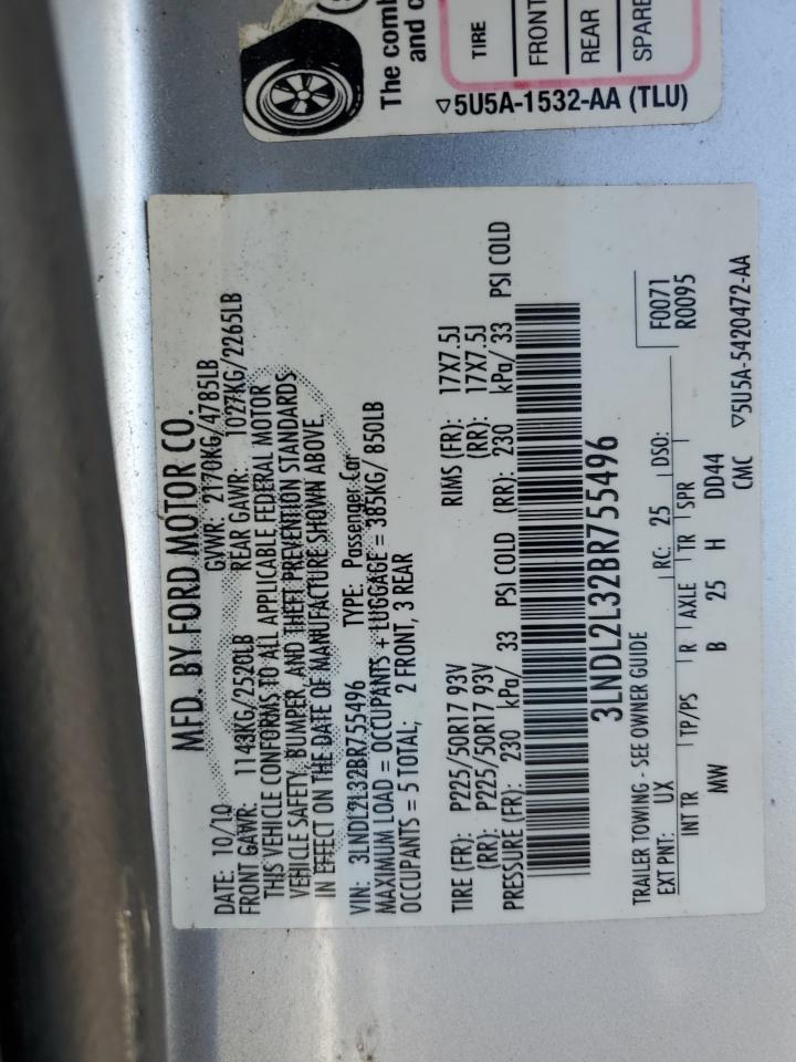 2011 Lincoln Mkz Hybrid VIN: 3LNDL2L32BR755496 Lot: 91323485