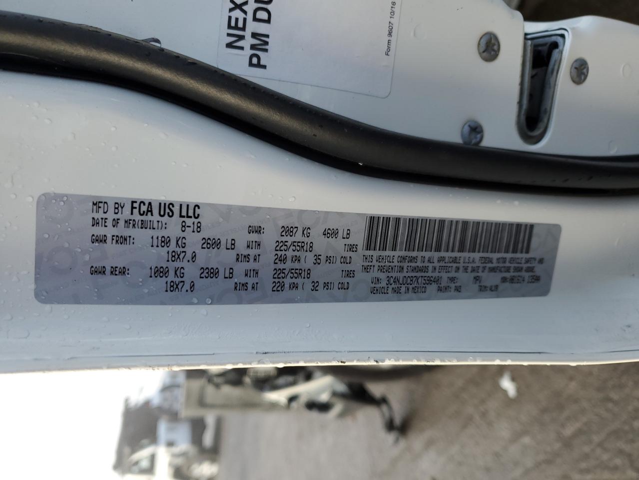 2019 Jeep Compass Limited VIN: 3C4NJDCB7KT596401 Lot: 93555925