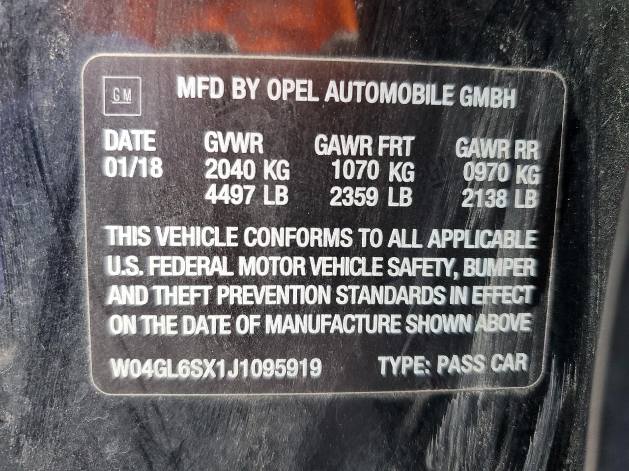 2018 Buick Regal Preferred VIN: W04GL6SX1J1095919 Lot: 93065905