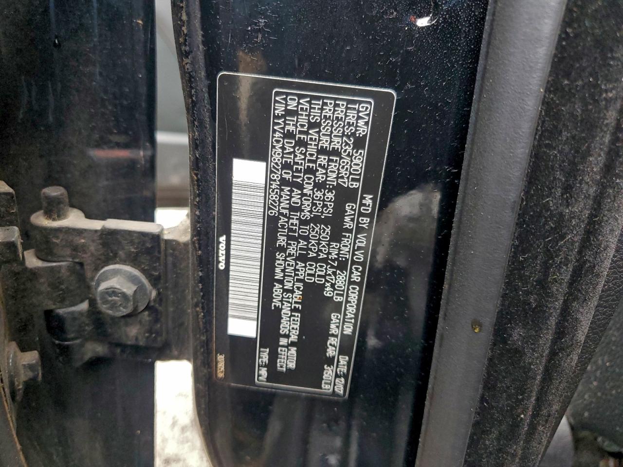 2008 Volvo Xc90 3.2 VIN: YV4CM982781458276 Lot: 94127085