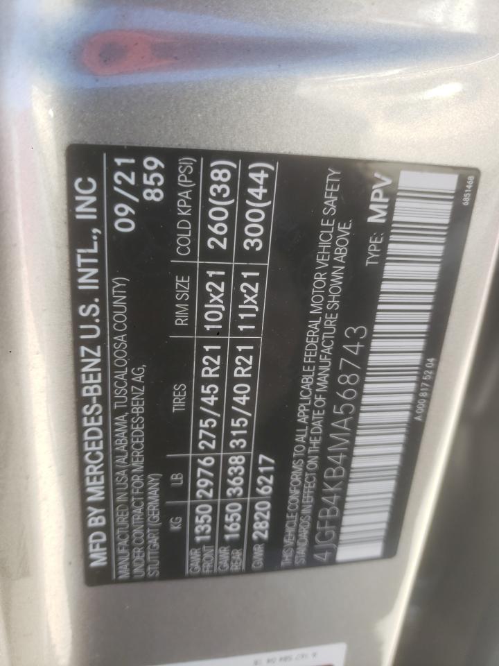 2021 Mercedes-Benz Gle 350 4Matic VIN: 4JGFB4KB4MA568743 Lot: 91585075