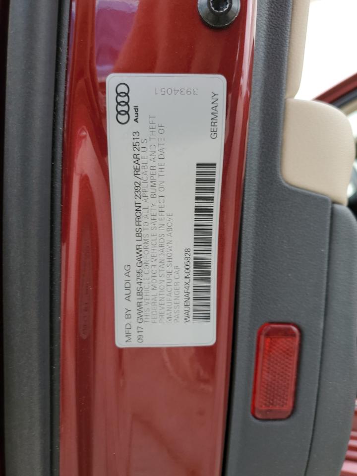 2018 Audi A4 Premium Plus VIN: WAUENAF4XJN005828 Lot: 93230925