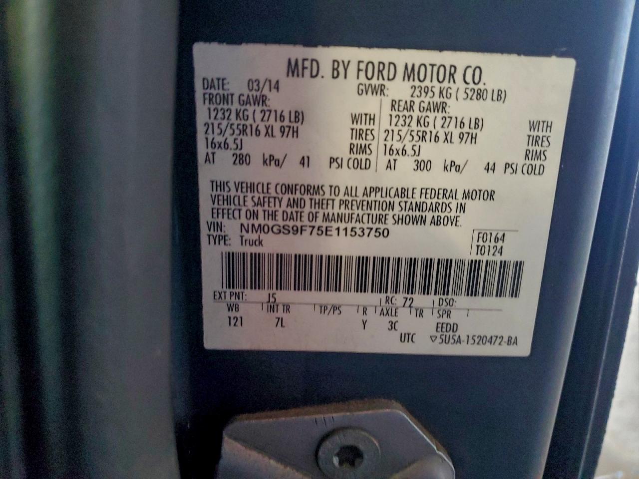 2014 Ford Transit Connect Xlt VIN: NM0GS9F75E1153750 Lot: 93976325