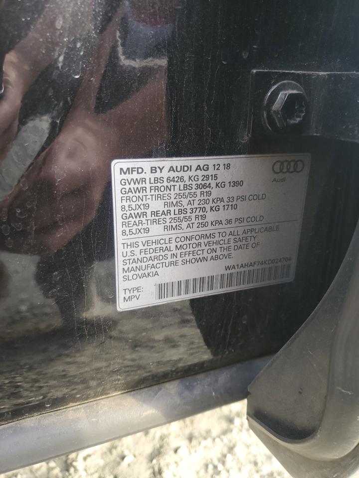 2019 Audi Q7 Premium VIN: WA1AHAF74KD024704 Lot: 85424665