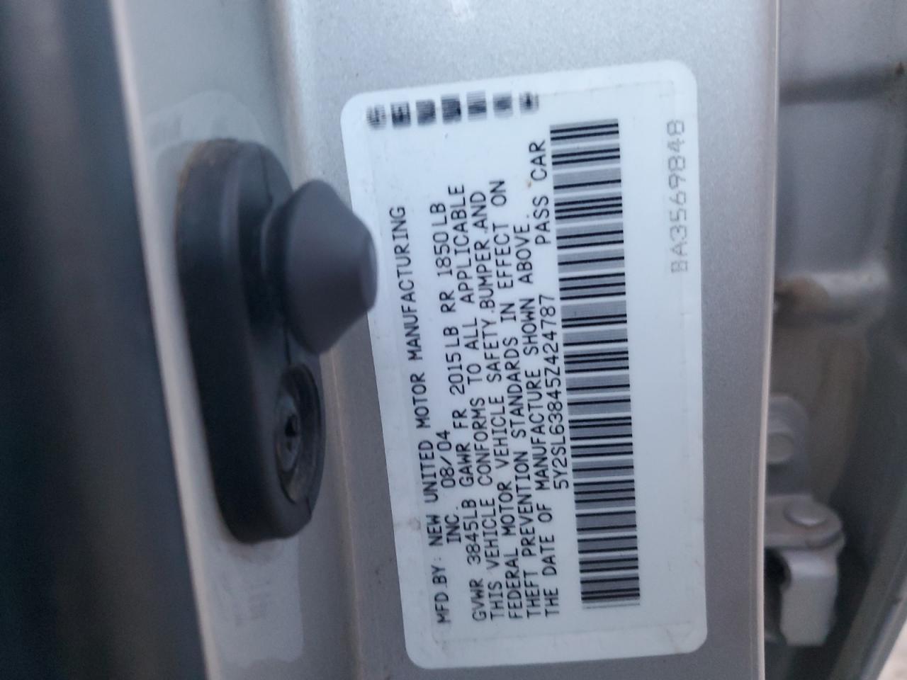 2005 Pontiac Vibe VIN: 5Y2SL63845Z424787 Lot: 92068575