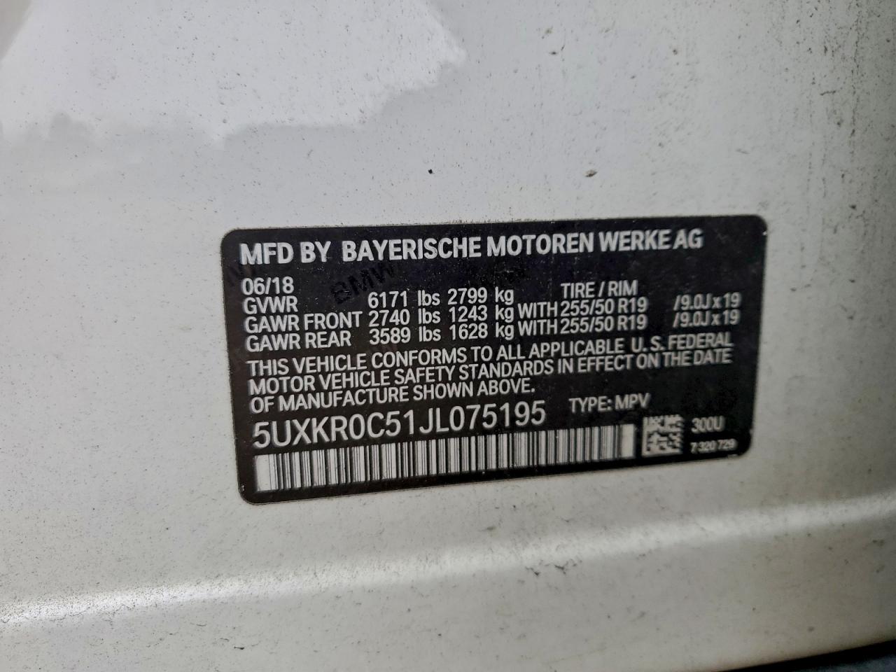 2018 BMW X5 xDrive35I VIN: 5UXKR0C51JL075195 Lot: 93296225