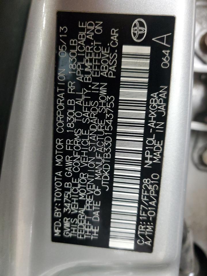 2013 Toyota Prius C VIN: JTDKDTB33D1543753 Lot: 93083475