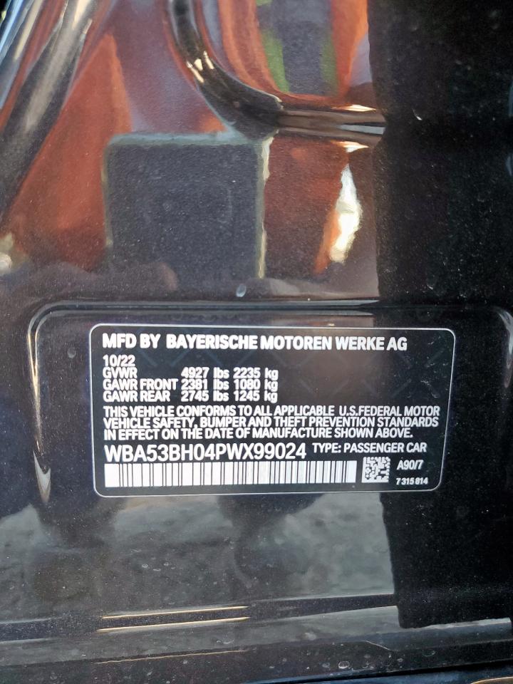 2023 BMW 530 I VIN: WBA53BH04PWX99024 Lot: 91302925