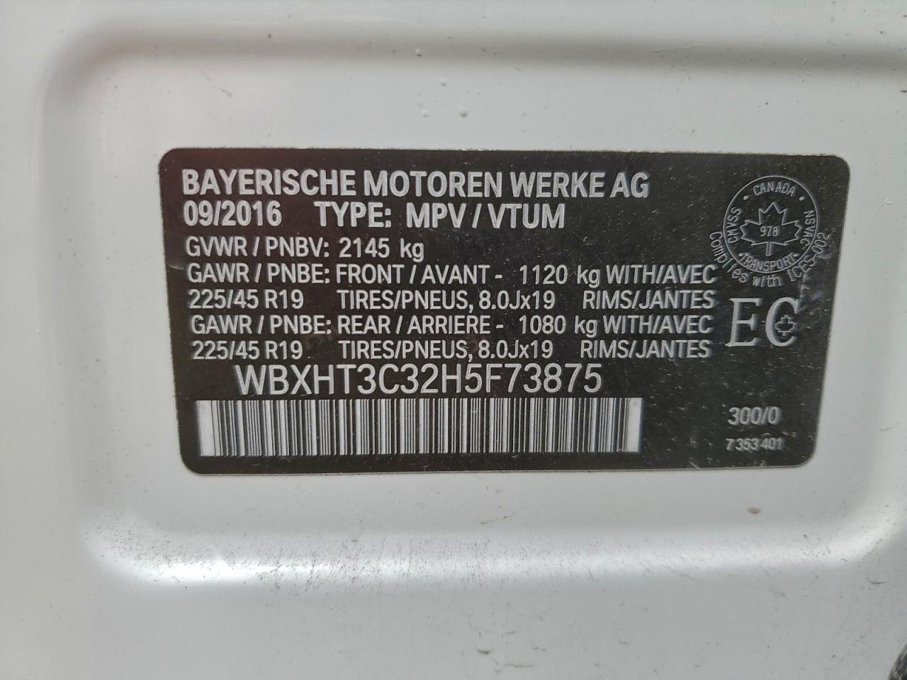 2017 BMW X1 xDrive28I VIN: WBXHT3C32H5F73875 Lot: 93947065