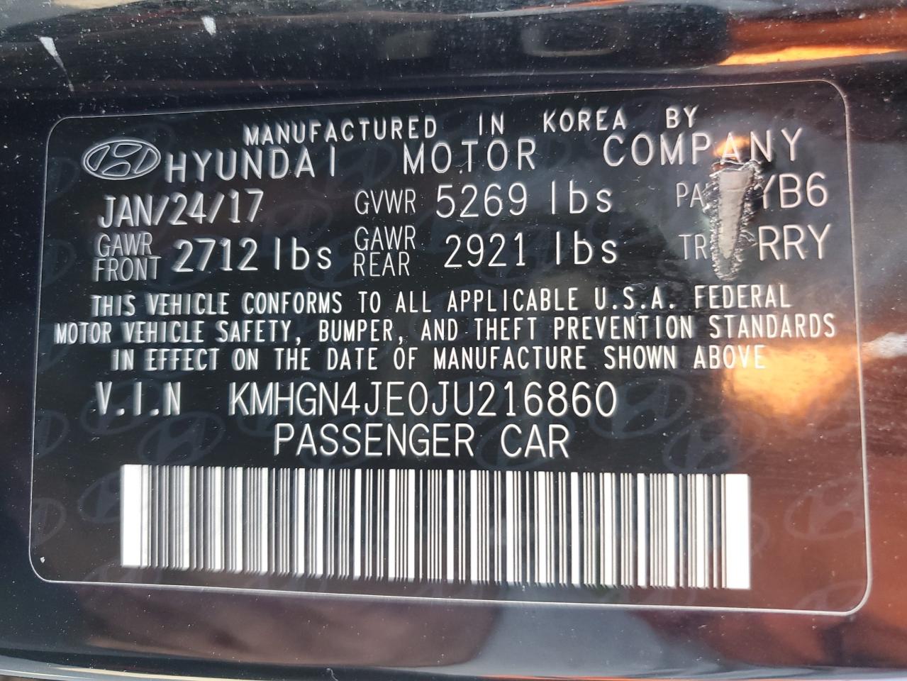 2018 Genesis G80 Base VIN: KMHGN4JE0JU216860 Lot: 92716875