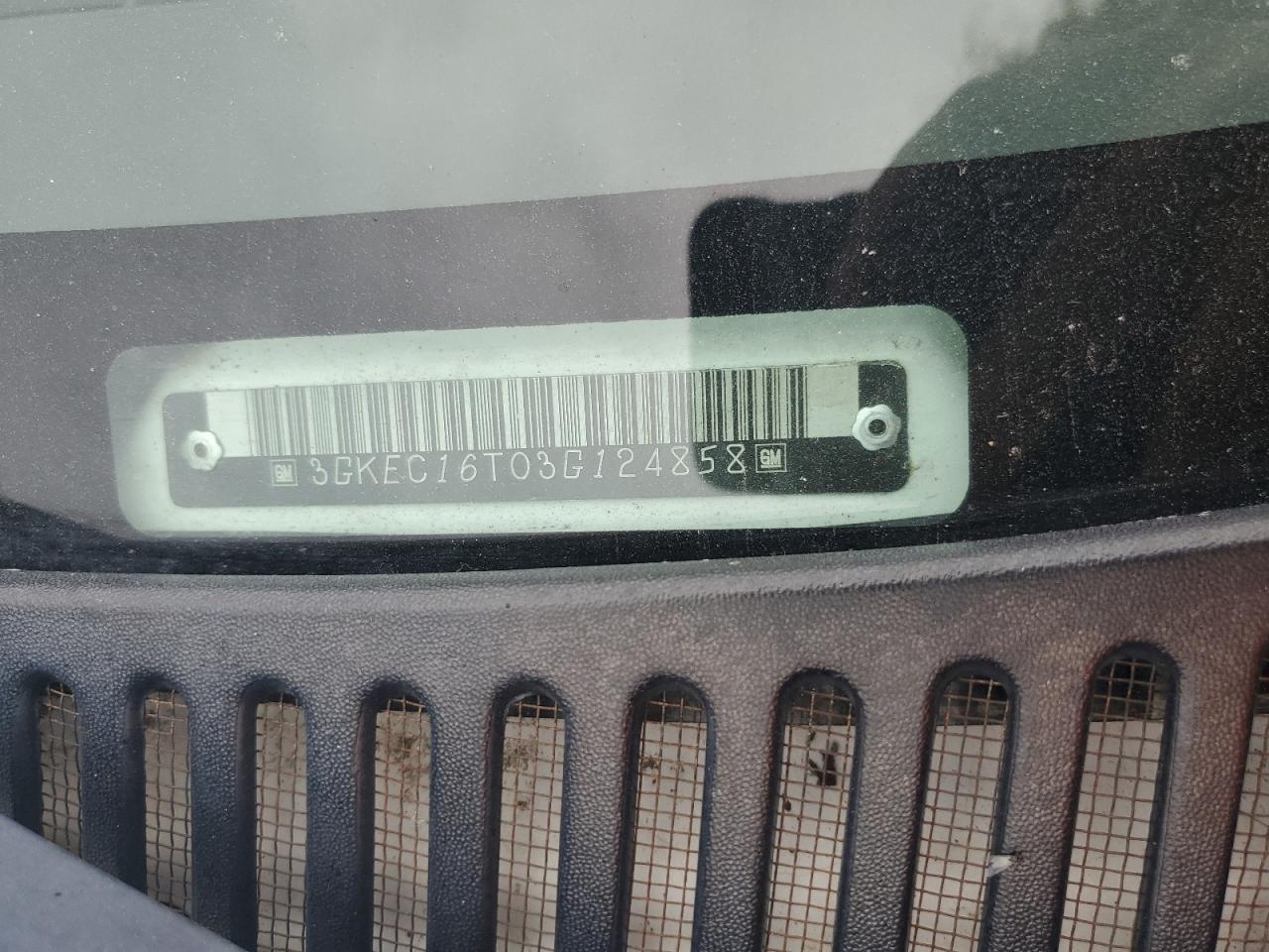 2003 GMC Yukon Xl C1500 VIN: 3GKEC16T03G124858 Lot: 91846525