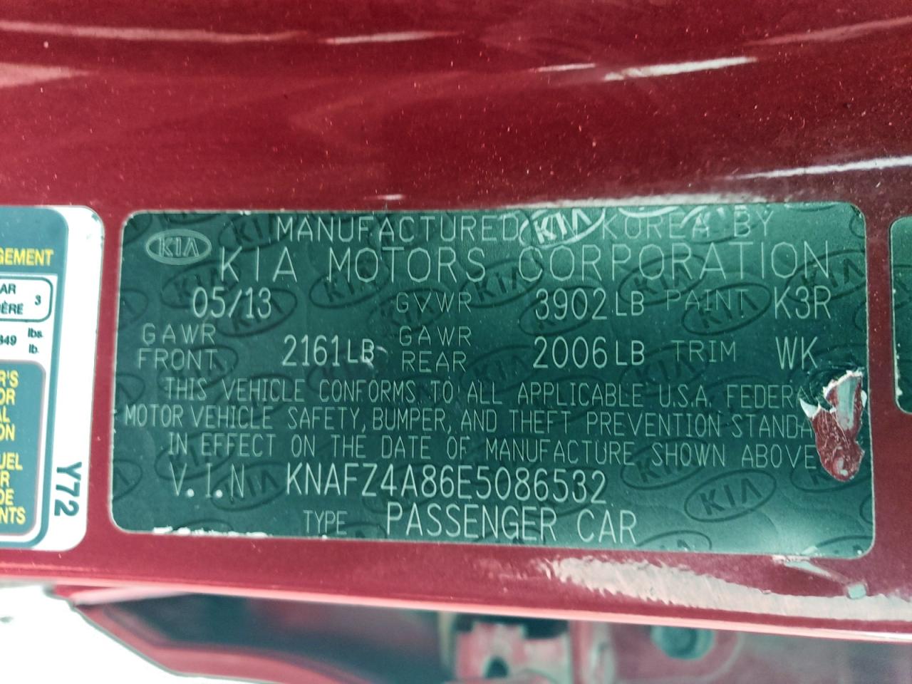 2014 Kia Forte Ex VIN: KNAFZ4A86E5086532 Lot: 93353415