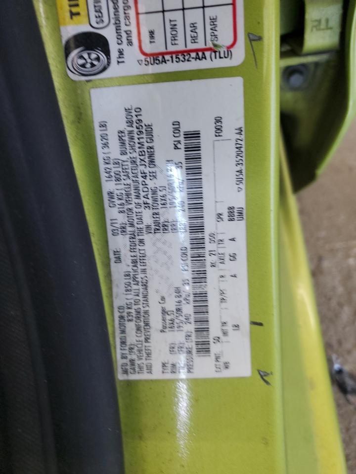 2011 Ford Fiesta Ses VIN: 3FADP4FJXBM195910 Lot: 91310555