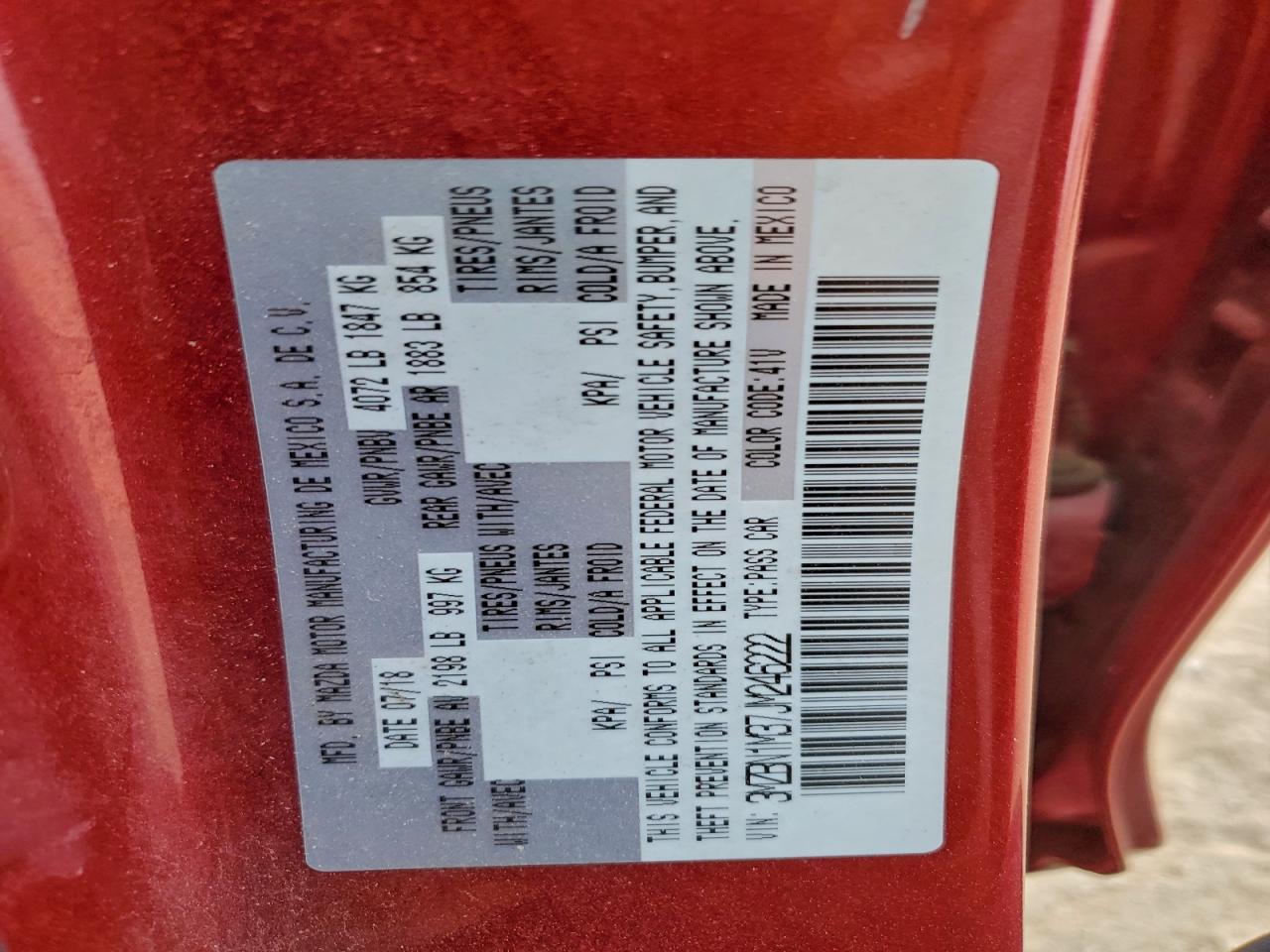 2018 Mazda 3 Grand Touring VIN: 3MZBN1M37JM246222 Lot: 94088625