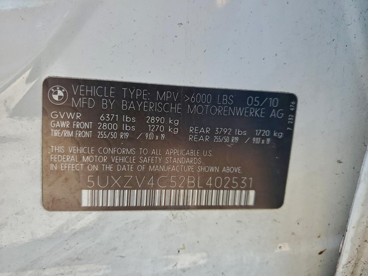 2011 BMW X5 xDrive35I VIN: 5UXZV4C52BL402531 Lot: 94315595